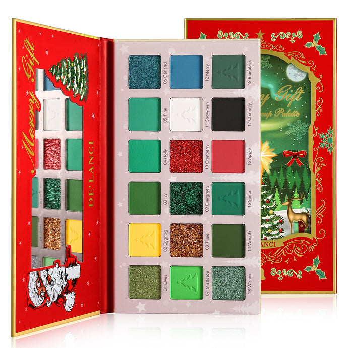 DE'LANCI 18 Colors Christmas Eyeshadow # Green-DE'LANCI